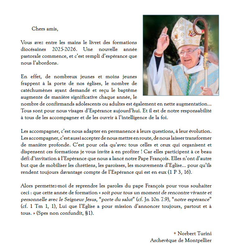 édito Mgr Turini formation